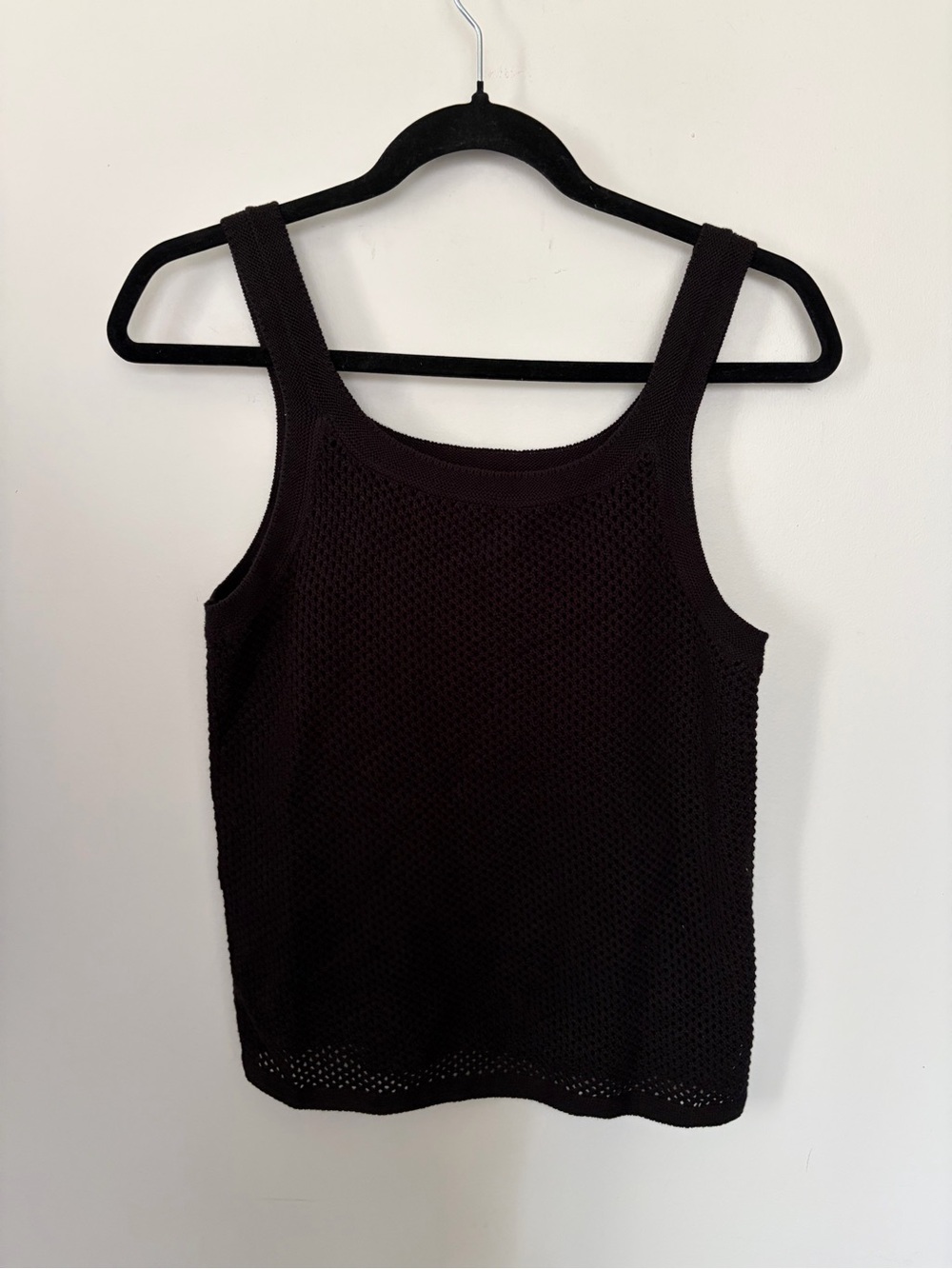 NIC+ZOE Cotton Black Open-Knit Tank Top - XS